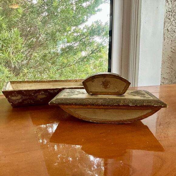 Vintage Florentine Gilt Rocking Blotter & Pen Tray – Italy - Picture 5 of 16